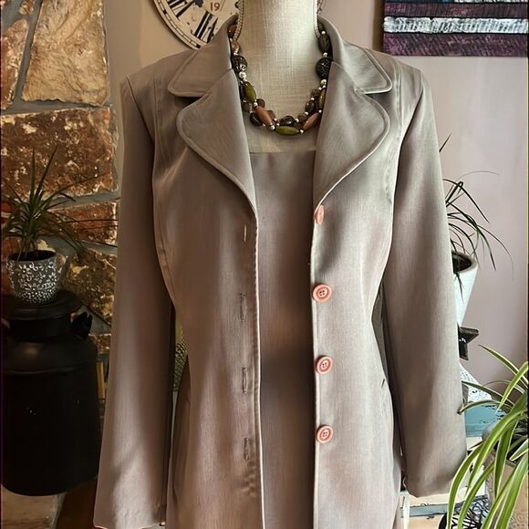 Nwt Vintage 90s City Triangles Tan Sleeveless Dress With Matching Jacket Size 11 - Picture 15 of 15